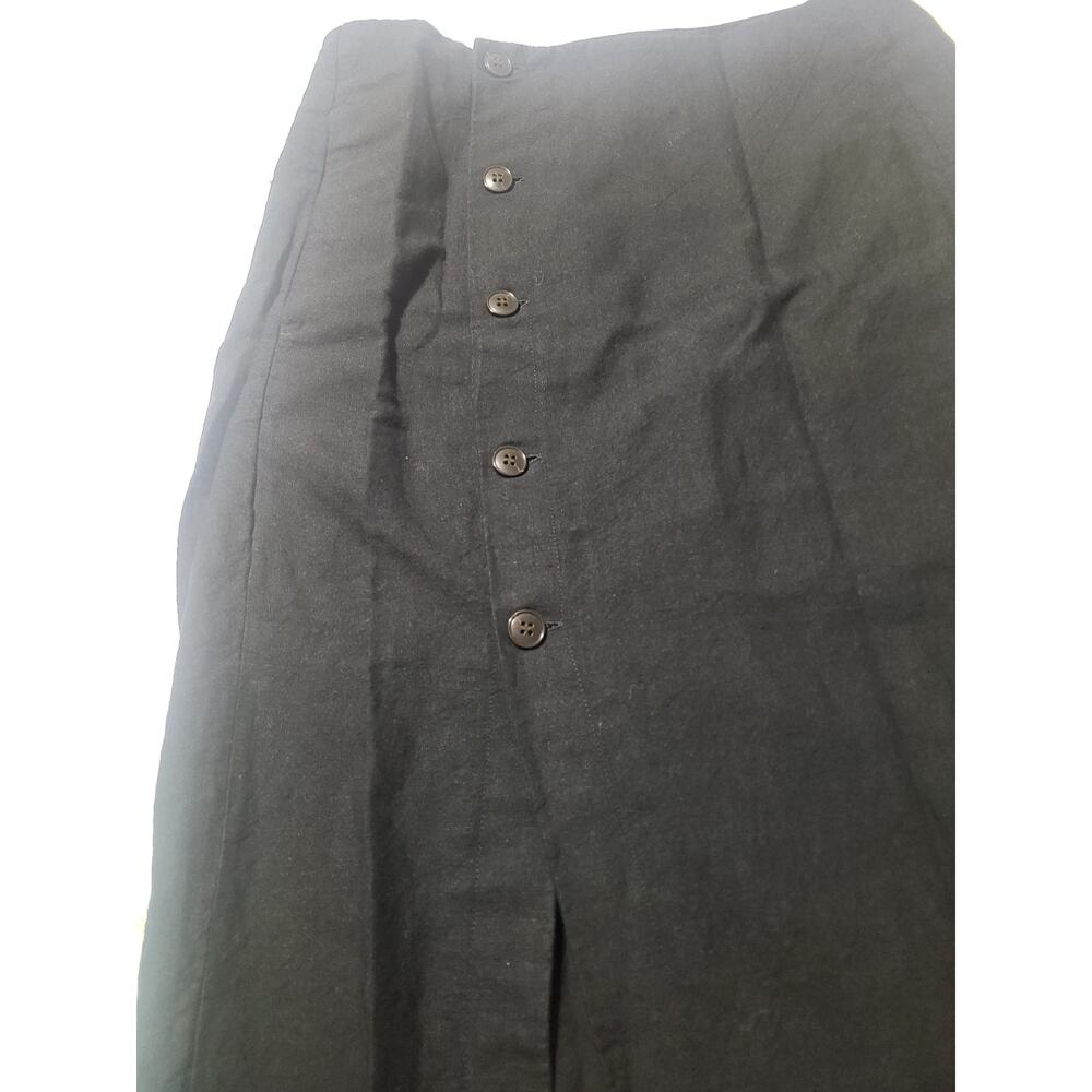 Madewell Linen Blend Button Front Midi Skirt Black High Rise Size 4 - Picture 4 of 7